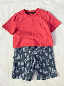 Nautica Boys Shorts and Shirt Size 6 Set of Two Red & Blue - Picture 1 of 7