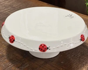 NEU - Marienkäfer Thema Kuchen Servieren Standfuß Keramik Rund 8" x 4,5" - Bild 1 von 3