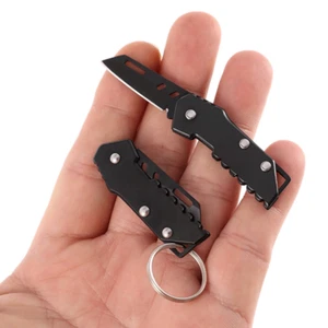 EDC Stainless Steel Folding 440C Blade Knife Pocket Outdoor Camping Keychain - Picture 1 of 9
