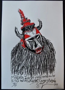 MÁSCARA CUBANA Angola Congo África Serigrafía #2 / Firmada por CUBA Maestro de Arte ZARZA - Imagen 1 de 5