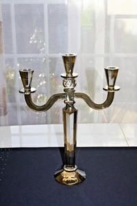 Kerzenhalter 3-armig Kerzenständer Kerzenleuchter für Stabkerzen EDEL Glas 39 cm - Bild 1 von 7