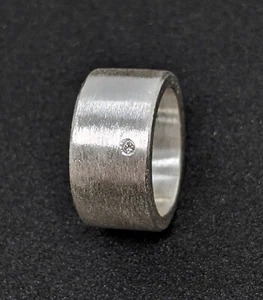 10 mm breiter  Silberring Bandring, Diamant Silber 925 Damenring  Flamere Design - Picture 1 of 6