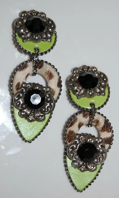 PENDIENTES CLIP COLGANTES VINTAGE AÑOS 80 PECADOS PASARELA GRANDES VERDES BOHO CRISTALES ACRÍLICOS Foto 1 de 4