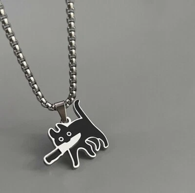 925 Placcato Argento Carino Gatto Nero Stella Donna Animal Collana Pendente Gift - Immagine 1 di 4