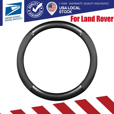 Cubierta de volante de coche de 15 pulgadas de cuero de fibra de carbono circular redonda para Land Rover Foto 1 de 4