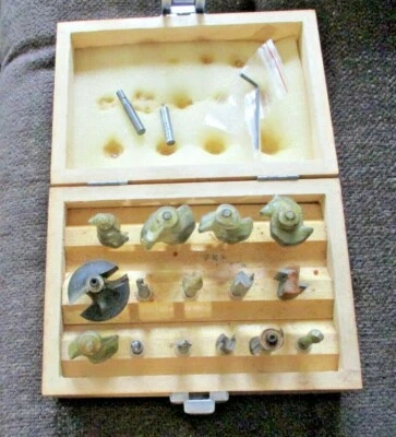 Router Bits 15-piece Professional Woodworker Set in Wood Storage Box - Image 1 of 4