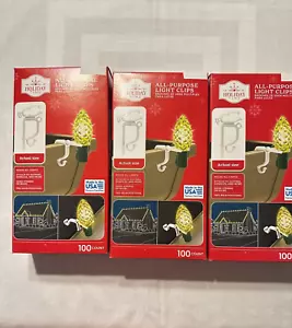 Holiday Time Light Clips All-Purpose Christmas Light Hooks 3 Box Lot NEW SEALED - Picture 1 of 4