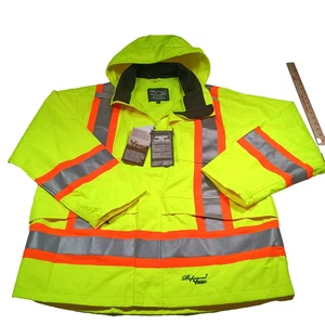 Viking Journeyman 300D Mens XL High Visibility Rain Jacket Yellow Ripstop ANSI 3 - Picture 1 of 23