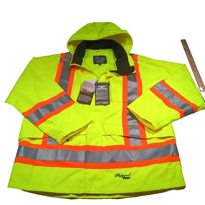 Viking Journeyman 300D Mens XL High Visibility Rain Jacket Yellow Ripstop ANSI 3 - Image 1 of 4