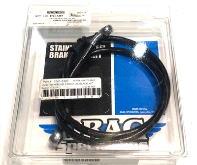 Genuine Original Drag Specialties Front Brake Line XL Black +2" P/N 1741-5387 Foto 1 de 4