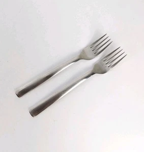 Merit Dinner Fork Pair Ginkgo Stainless 18/10 Flatware Korea Helmick Welch VG - Picture 1 of 6