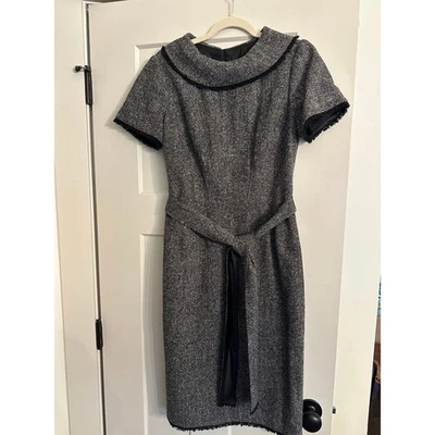 Vestido Teri Jon por Rickie Freeman Tweed Lana y Seda Ajuste y Acampanado talla 8/10 Foto 1 de 4