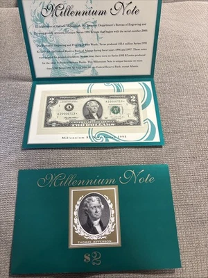 Millennium Note 1995 $2 Currency Two Dollar Bill Uncirculated * USA Boston - Image 1 of 4