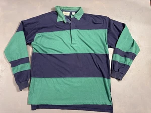 Abbigliamento vintage Midwest maglia rugby uomo grande cotone pesante a righe anni 80 90 - Foto 1 di 9