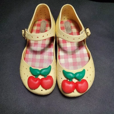 Mini Zapatos Melissa Cereza Talla 9 Niñas Pequeñas Auténticos Amarillo Rojo Foto 1 de 4