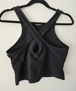 Beyond Yoga Spacedye Studio Cropped Tank Darkest Night Crossback Logo Sz L - Picture 1 of 8