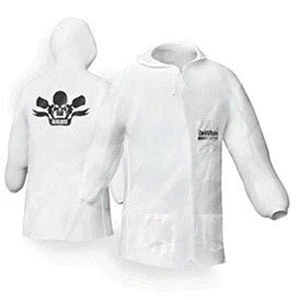 DeVilbiss CLEAN 803665 Hooded White Nylon Lab Coat w/ Elastic Waist (Large) - Image 1 of 1