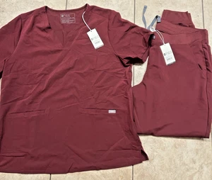 Figs Scrub Set Womens XXL Burgundy Red Casma Top Zamora 2.0 Jogger Pants NEW - Picture 1 of 13