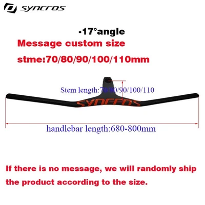 Mtb Handlebars 28.6mm-17Degree Carbon Integrated Cockpit Handlebar 660~800mm - Image 1 of 4