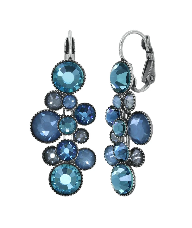 Konplott Ohrringe Water Cascade Klappbügel antik Silber Blau - Bild 1 von 1