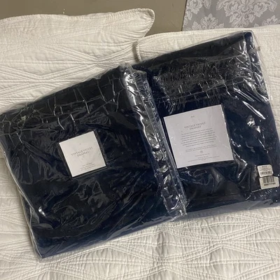 Restoration Hardware Vintage Velvet Drapery RP 50"W x 108”L Indigo Blue $295 - Image 1 of 4