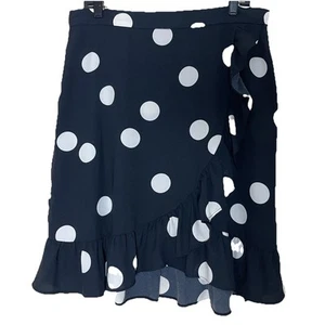 Modcloth Polka Dot Skirt Size 14 A-line Ruffle Faux Wrap Retro Style Rockabilly - Picture 1 of 12