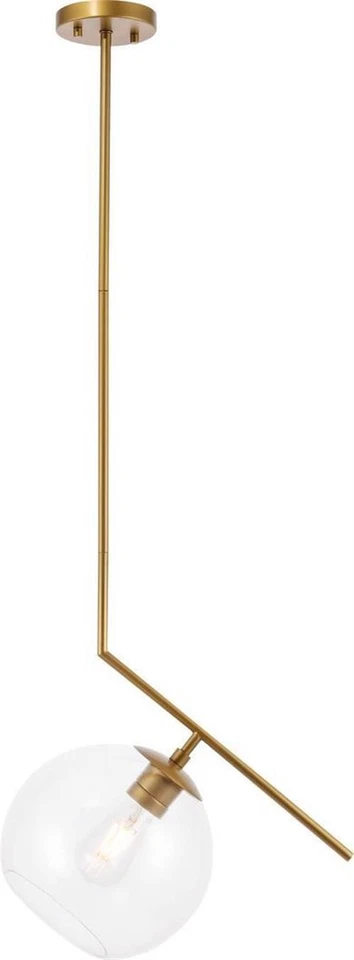 Ryland Brass and Glass Pendant Light Fixture - Image 1 of 1