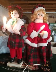 Telco Motionette Weihnachtslieder Junge & Mädchen beleuchtete Kerzen Bewegung 24" FUNKTIONIERT - Bild 1 von 5