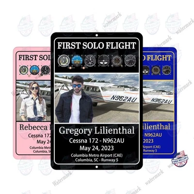 Табличка Student Pilot First Solo Flight Achievement персонализированная любой текст и рисунок - Изображение 1 из 4