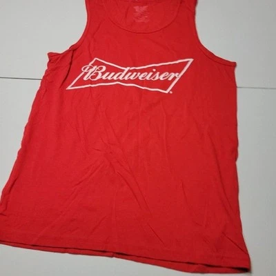 Camisa Budweiser Para Hombre Pullover Mediana Roja Cuello Redondo 100% Algodón Sin Mangas Logo Foto 1 de 4