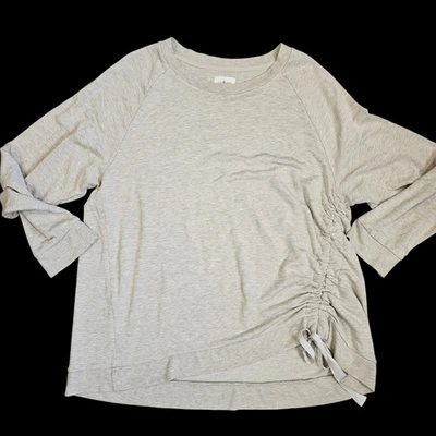 Lou & Gray Signaturesoft Cream Sweatshirt Size XXL Side Cinch Beige Cozy Casual - Image 1 of 4
