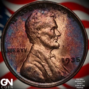 1935 P COLOR Lincoln Cent Wheat Penny A7337 - Picture 1 of 2