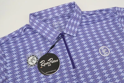 Rusty Putter Golf Polo Mens XL Shirt Performance Purple Geometric Tour Series - Image 1 of 4