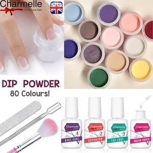 NAIL DIPPING POWDER 80 Colours DIP System Liquids Base Coat Activator CHARMELLE - Picture 1 of 115