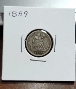 1889 Seated Lib. Dime - Higher Grade - Original - Nice Devices - Picture 1 of 4