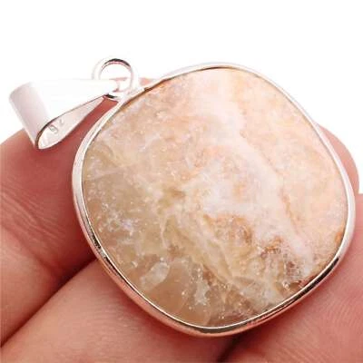 Diaspro Gemma 925 Placcato Argento Ciondolo Handmade Gioielli Regalo - Immagine 1 di 3