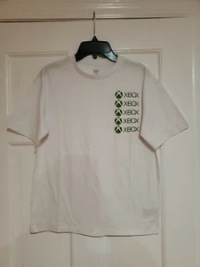 New Xbox Repeated Logo Gap Youth Size 12 Rock White Cotton Gaming Microsoft Tee - Picture 1 of 4