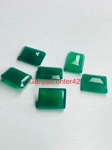 GREEN ONYX LOOSE GEMSTONE FACETED OCTAGON CUT 14x10 MM CALIBRATED 2 PCS LOT E - Picture 1 of 7