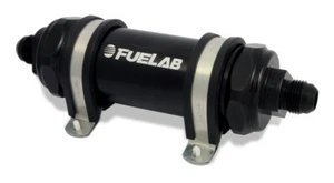 Fuelab 828 In-Line Fuel Filter Long -8AN In/Out 10 Micron Fabric - Black - Picture 1 of 4