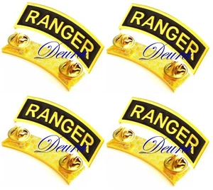 4 Lot US USA Army Ranger Tab Military Hat Lapel Pin 4 Gold Plated Pins - Picture 1 of 5