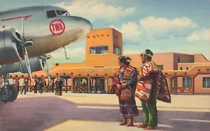LP48 TWA Flugzeug Fluggesellschaften Albuquerque fast neuwertig städtischer Flughafen Leinen Postkarte - Bild 1 von 2