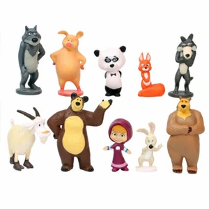 Masha And The Bear 10 Pcs Figurine Kids Birthday Cake Topper  US SELLER - Picture 1 of 5
