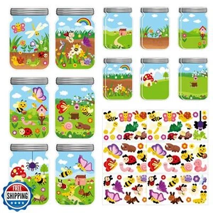 12 paquetes de kits de manualidades de insectos de verano, haz tu propio juego de manualidades de papel para insectos, primavera - Imagen 1 de 5