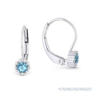 Baby-Ohrringe 0,31 kt Blautopas & Diamant 14 kt Weißgold baumelnd Ohrhänger - Bild 1 von 1