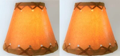 2 Pack 6" inch Candelabra Bulb Clip Rustic Table Light LAMP SHADE X-Laced Cone - Image 1 of 4