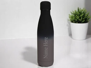 Personalised Black Gradient Any Name  500ml Insulated Water Bottle 13 Colours  - Picture 1 of 16