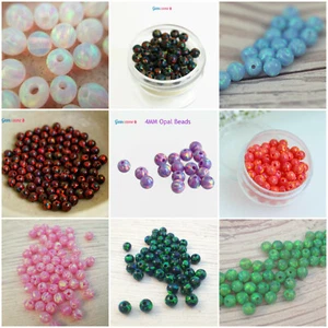 Cuentas de ópalo redondo de 4 mm color a elegir agujero perforado completo cuentas de piedras preciosas 10 piezas - Imagen 1 de 10