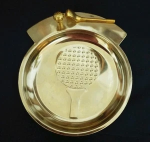 Gold toned GOLF CLUB PLATE to hold keys,change, etc - Picture 1 of 2