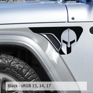 Spartan Helmet 2pc Fender Vent Decals for 18+ Wrangler JL JLU Gladiator JT - Picture 1 of 10