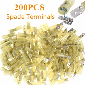 200PCS 12-10 Yellow Spade Heat Shrink Quick Disconnect Wire Terminal Connectors - Picture 1 of 8